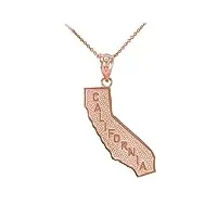 joyara collier femme pendentif 14 ct or rose etat californie (livré avec une 45cm chaîne)