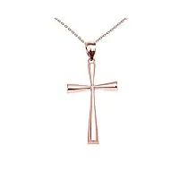 collier femme pendentif 14 ct or rose croix (livré avec une 45cm chaîne)