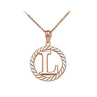 joyara collier femme pendentif 14 ct or rose l initiale À corde cercle (livré avec une 45cm chaîne)