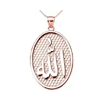 joyara collier femme pendentif 14 ct or rose allah ovale (livré avec une 45cm chaîne)