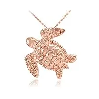 joyara collier femme pendentif 14 ct or rose turtle (livré avec une 45cm chaîne)