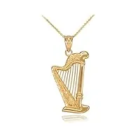 petits merveilles d'amour collier pendentif 14 ct or jaune harpe musique (livré avec une 45cm chaîne)