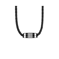 s.oliver collier en acier inoxydable cuir hommes, 47+3 cm, bicolore, livré en boîte cadeau de bijoux, 2012595