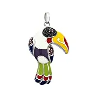 una storia - bq12144 : pendentif femme argent et emaux - toucan