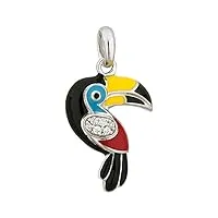 una storia - bq12116 : pendentif femme argent et email - toucan