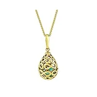 paul wright collier avec pendentif en forme d'œuf en or 9 carats avec opale à l'intérieur, 41 cm + rallonge de 5 cm