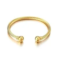 coolsteelandbeyond couleur d'or élastique réglable - bracelet acier inoxydable pour hommes et femmes - bracelet manchette câble torsadé