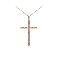 joyara collier femme pendentif 9 ct or rose diamant croix (livré avec une 45cm chaîne)