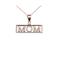 joyara collier femme pendentif 14 ct or rose mom diamant (livré avec une 45cm chaîne)