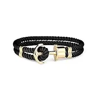 paul hewitt bracelet homme & femme phrep ancre - bracelet cordage nautique en nylon (noir), cadeau homme & femme, bracelet ancre en inox plaqué or