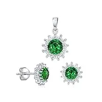 silvego – jjj2488gr - parure de bijoux femme - argent 925/1000 - avec zircones vertes