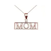 joyara collier femme pendentif 9 ct or rose mom diamant (livré avec une 45cm chaîne)