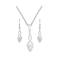 silverly femmes argent .925 nacre celtique nœud boucles d'oreilles collier ensemble, 46cm