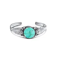 bling jewelry la nature leaf american indian south western navajo style flowers round cabochon statement turquoise wide cuff bracelet for women .925 argent sterling