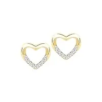 my gold boucles d'oreilles coeur or jaune or jaune 333 (8 carats) zircon délicat 8mm coeur forme de coeur fine v0008828