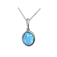 pendentif opale bleue, ovale, argent sterling, couleurs vives