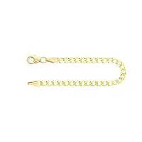 edelind bracelet chaîne gourmette en or jaune 333/1000 21 cm,3,1 mm avec fermoir mousqueton - bijoux pour homme