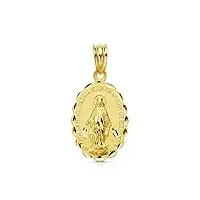 médaille ovale de la vierge en or jaune 9 carats 21 mm