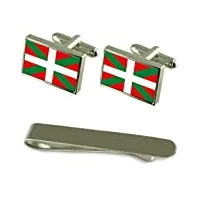 select gifts boutons de manchette argent drapeau basque un ensemble cadeau cravate