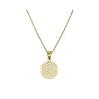 jewellerybox collier et pendentif fleur de vie en or jaune 9 carats - 46cm