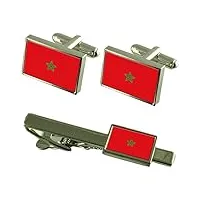 select gifts boutons de manchette drapeau maroc-cravate un ensemble cadeau correspondant