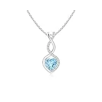 angara pendentif cardiaque aquamarine infinity avec des diamants en argent (5 mm aquamarine)