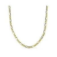 chaîne figaro 3x1, 3 mm or 18 ct (750/1000) 50cm - collier unisex, femmes, hommes