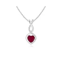 angara pendentif ruby infinity heart avec des diamants en argent (5 mm ruby)