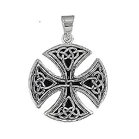 homme qualité grand rond croix celtique pendentif - 925 argent sterling