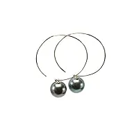 jyx boucles d'oreilles perles de tahiti naturelles 11.5mm or 18 carats perle noire crochet boucles d'oreilles pour les femmes cadeau