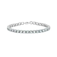 dazzlingrock collection 15.00 carats (ct) argent sterling véritable coupe ronde aigue-marine ladies bracelet de tennis