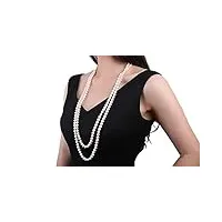 jyx collier de perles blanches à double rang collier de perles d'eau douce blanches de 8 à 9 mm pour femme lady