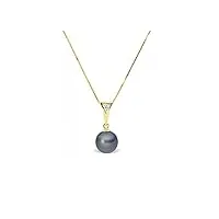blue pearls le pur plaisir des perles collier pendentif perle de culture d'eau douce noire, diamants et or jaune 375/1000