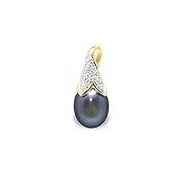 blue pearls le pur plaisir des perles pendentif perle de culture d'eau douce noire, diamants et or jaune 750/1000