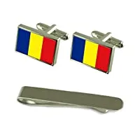 select gifts boutons de manchette argent drapeau românia un ensemble cadeau cravate