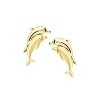 mygold boucles d'oreilles dauphin clous or jaune véritable 585 or (14 carats) 9 mm x 10 mm dolphin twins v0004009