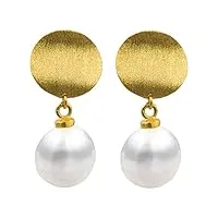 secret & you - femme boucles d'oreilles perle perle de culture d'eau douce - perles baroques 9-10 mm disponibles avec montures en argent sterling 925 - en argent ou en plaqué or