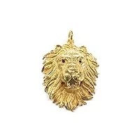 tête de lion - pendentif en argent et dorure - pen04/a, argent sterling, pas de gemme