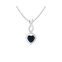 angara sapphire infinity heart pendentif avec des diamants en argent (saphir bleu 5 mm)