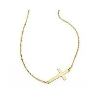 alda joyeros collier (pendentif et chaîne) femme croix d'or d'or jeune 18 carats avec chaîne d'or