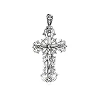 nklaus argent sterling 925 argent orthodoxe très grand pendentif croix crucifix avec 4 zirconiums k33 baptême