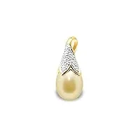 blue pearls le pur plaisir des perles pendentif perle de culture d'eau douce dorée, diamants et or jaune 750/1000
