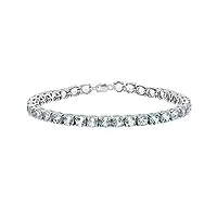 dazzlingrock collection 15.00 carats (ct) argent sterling véritable coupe ronde aigue-marine ladies bracelet de tennis