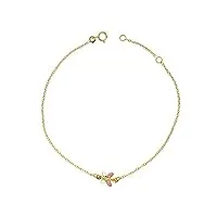 alda joyeros bracelet enfant or 18 carats papillon émail rose. réglable 16 – 18 cm