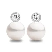 boucles d'oreilles femme en perle omega, perles de culture d'eau douce 10-11 mm avec zircone cubique par secret & you - sterling silver 925.