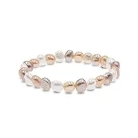 secret & you bracelet de perles de culture d'eau douce baroques blanches ou colorées perles de 8 à 9 mm dans la bande élastiquée de 18 cm
