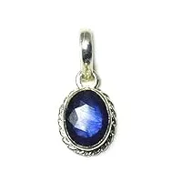 jewelryonclick saphir bleu naturel de pendentif charm 7?carat ovale pierre pr?cieuse 92.5?sterling silver
