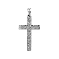 eds jewels pendentif femme croix or blanc 375/1000 et diamant brillant 0.21 carat gh - si - 34mm*17mm wjs28899kw
