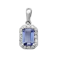 eds jewels pendentif femme or blanc 375/1000 et diamant brillant 0.10 carat hi - i1 avec tanzanite - 15mm*7mm wjs3546