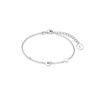 s.oliver bracelet en argent 925 sterling pour femme, avec zirconium synth., 16+3 cm, argent, cœur, livré en boîte cadeau, 2017226